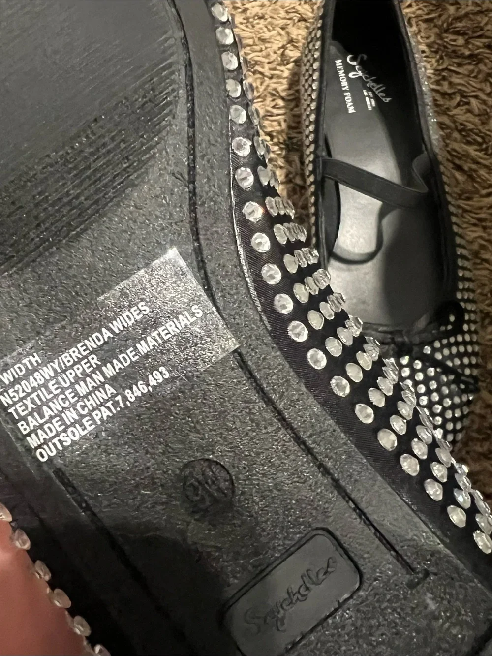 Seychelles Black Crystal-Embellished Ballet Flats